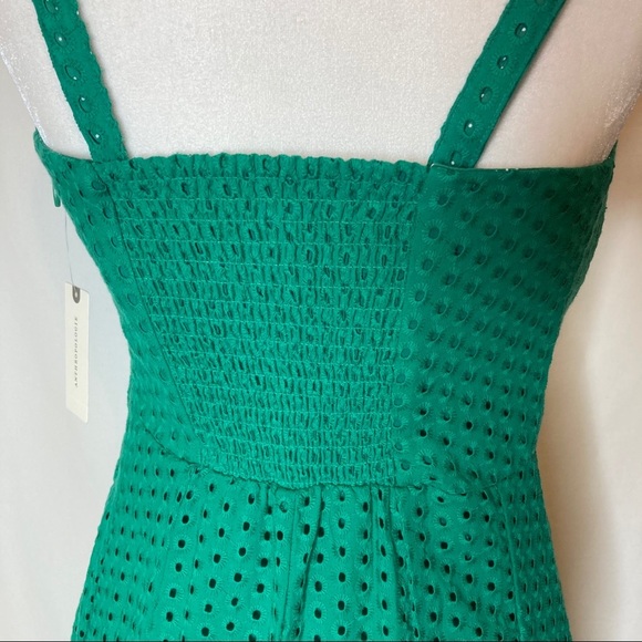 50% off NWT Anthropologie Maeve green eyelet dress 10 Medium free shipping - Picture 11 of 14
